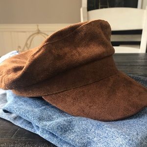 F21 BROWN WOMENS SUEDE FIDDLER HAT
